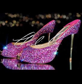 5 Swarovski Pencil Heels Fuchsia Fire  Rock