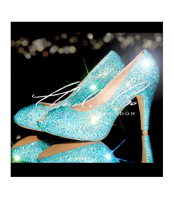 3  4 or 5 Aquamarine AB Crystal Heels