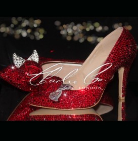 3  4 or 5 Valentine Red Crystal Rose Pointed Toe Heels