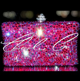 Swarovski Fire  Rock Fuchsia AB Pink Clutch Bag